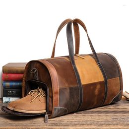 Duffel Bags Big Capacity Genuine Leather Travel Bag For Men Vintage Multicolor Duffles Ladies Weekend Messenger Hand Luggage