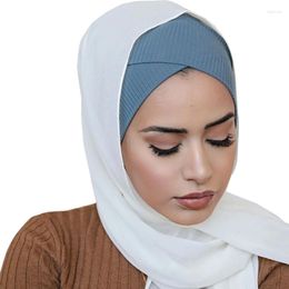 Scarves (50 Pieces/lot) 2023 Style Crisscross Ribbed Tubes Highly Elasctic Jersey Cotton Underscarf Muslim Hijab Caps QK133