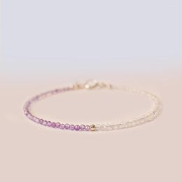 Strand Natural Lavender Amethyst Women's Bracelet For Female Extremely Fine 2mm 14k Gold Plated Bracelets Gift Jewellery