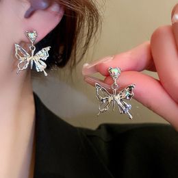 Dangle & Chandelier New Fashion Hollow Butterfly Dangle Earrings For Women Girls Colorful Rhinestone Charm Drop Earring Boucle Oreille Fine Jewelry