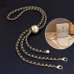 Bag Parts Accessories Leather Handle Bag Strap Rhombus Bag Gold Bead Ball Chain Adjustable Crossbody Portable Pearl Shoulder Strap Purse Accessories 230418