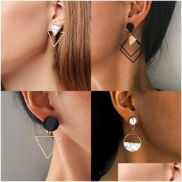 Dangle & Chandelier Fashion Round Dangle Drop Earrings For Women Geometric Heart Gold Earring Wedding Drop Delivery Jewelry E Dhgarden Otpb6