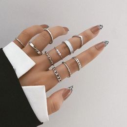 Wedding Rings Punk Vintage Metal Pearl Ring Set For Women Girls Fashion Irregular Finger Thin Gift 2023 Female Jewelry Party