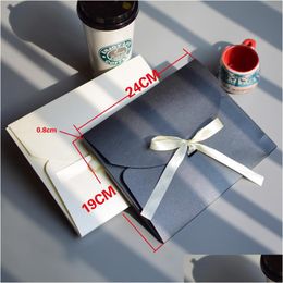 Gift Wrap 24X19X0.8Cm Bow Envelope Kraft Paper Pocket Bag Kerchief Handkerchief Silk Scarf Packing Boxes Box Lx1925 Drop Delivery Ho Dhdpt
