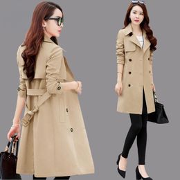 Women's Jackets Spring and Autumn Trench Coat for Women Streetwear Turndown Collar Double Breasted s Female Slim Plus Size 230418