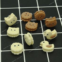 10pcs/lot Cute Resin Animal Biscuits Charms Duck Cartoon Face Cat Earring Keychain Pendant Accessory Diy Charm For Jewellery Make Fashion JewelryCharms resin