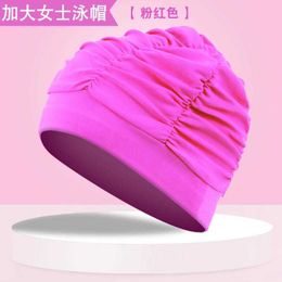 Swimming caps 1PC High Elastic Swimming Cap Men Women Fashion Comfortable Solid Flowers Printed Long Hair Sports Swim Pool Hat Nylon Turban P230418