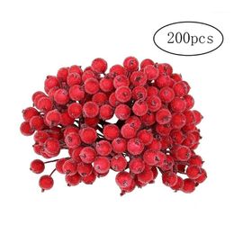Christmas Decorations 200Pcs Artificial Frosted Berry Chic Mini Fruit Holly Flower For Diy Tree Decoration Red As Shown1
