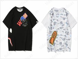 monkey t-shirts designer t shirts Side double sided camouflage shark tshirts clothes graphic tee Colourful printt-shirt lightning luminous cotton shirts 6UFV
