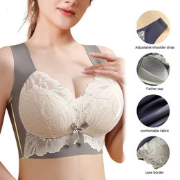 Bras Seamless Large Size Lace Wireless Women Vest Female Bh Backless Tops Push Up Unwired Bra Without Bones Plus Underwear P230417