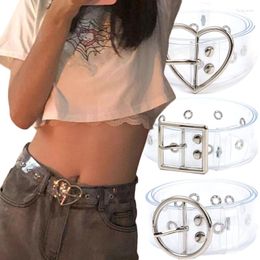Belts Transparent Women Waistband Clear Pin Buckle Wide Waist Bands Invisible Punk Heart Square Belt For Ladies
