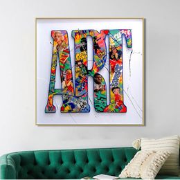 Abstract Graffiti Art Wordart Hope Love Posters Print Butterfly Art Canvas Painting Nordic Wall Art Pictures for Home Decoration