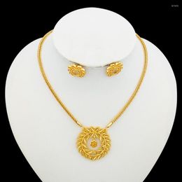 Necklace Earrings Set African Gold Plated Dubai Banquet Wedding Accessories Gift Arabic Exquisite Jewellery