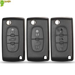 Jingyuqin Flip Remote Car Key Fob Shell For Peugeot 206 207 208 2008 307 308 3008 407 508 5008 Citroen C 2 C3 C4 Picasso C5 C6