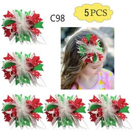 Headwear Hair Accessories free 5pcs -B christmas inspired hair bows Christmas hair clips santa clause big hair accessories snowman headbands 231118