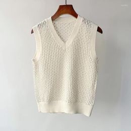 Women's Vests Heavy Industry Creates Pearl Embellished Cotton V-neck Knitted Vest 2023 Summer