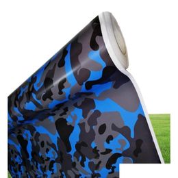 Car Stickers Arctic Blue Snow Camo Car Wrap With Air Release Gloss Matt Camouflage Ering Truck Boat Graphics Self Adhesive 152X30M 822 Dh0V4