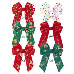 Headwear Hair Accessories 200pc/lot Christmas Prints Bow Hair Clips Christmas Ribbon Bows Baby Girl Christmas Barrettes Hairpins for Kid Xmas Headwear 231118