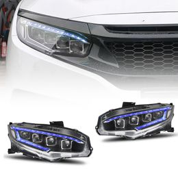 Car Headlight Upgrade For Honda CIVIC 10th 20 16-20 21 LED Streamer Turn Signal Headlights 4-eye Lens Assembly