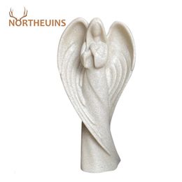 Decorative Objects Figurines NORTHUEINS Resin Prayer Angel Statue Sandstone Wing Girl Figurines for Interior Home Living Room Tabletop 231117