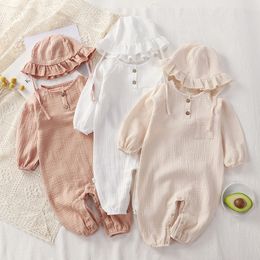 Rompers Autumn Spring Baby Romper Muslin Cotton Kids Jumpsuit born Girl Boy Clothes Toddler Onesie Infant Ouitfit Set Baby Clothing 230418