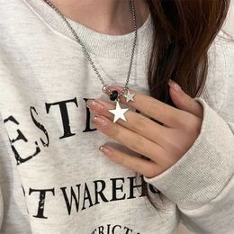 Pendant Necklaces 2023 New Crystal Star Necklace for Women Vintage Beaded Chains Stainless Steel Necklaces Pendants Fashion Aesthetic Y2k Jewelry Z0417