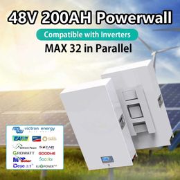 LiFePO4 48V 200AH Powerwall Battery 10KW Lithium Solar Battery 6000+ Cycle Max 32 Parallel Compatible With Inverter 48V LiFePO4