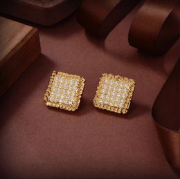 Fashion square With diamond Earring Stud copper Women Men Earrings Ladies Ear Studs Designer Jewelry gifts MER32 -9905