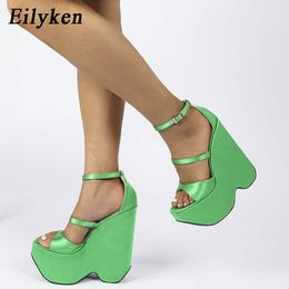 Women Sandals Square Toe Wedges Platform Shoes Summer Fashion Sexy Silk Thick Bottom Female Sandals Ladies shoes 230306