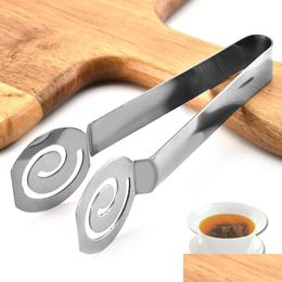 Baking Pastry Tools Stainless Steel Tea Bag Clip Teabag Tongs Food Bread Lemon Slices Pliers Kitchen Tool Leaf Strainer Lx5447 Dro Dhqph