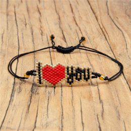 Link Bracelets Go2boho Letters Bracelet For Femme Jewelry I LOVE YOU Letter Beaded Miyuki Beads Friendship Handmade Heart