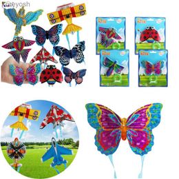 Kite Accessories Mini Kite Cartoon Aeroplane Dragonfly Insect Kite Portable Children Outdoor Parent-Child Interactive Early Educational ToyL231118