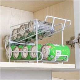 Hooks & Rails Hooks Rails Double Layer Storage Cans Rack Beverage Soda Coke Beer Can Dispenser Holder Refrigerator Kitchen Desktop Org Dhqhl