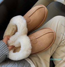 Slippers Chestnut Fur Slides Sheepskin NEW Mules Women Men Ultra Mini Platform Boot Slip-on Shoes Suede Upper Comfort