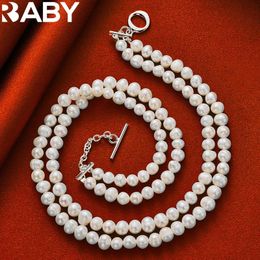 Pendant Necklaces Fine 925 Sterling Silver 18 Inch Double Row Artificial Pearl Chain Necklace For Women Charm Wedding Fashion Jewelry Gifts231118