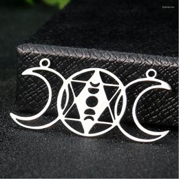 Pendant Necklaces Stainless Steel Triple Moon Star Of David Charms Goddess Witchcraft DIY Necklace Woman Amulet Energy Jewelry Making