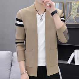 Men's Sweaters Luxury Men Cardigans Sweater Fashion Korean Designer Without Placket Striped Pull Homme Marque Luxe Slim Fit Cardigan