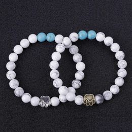 Charm Bracelets Dog Paw 8Mm Stone Beads Charms Bracelet Women Men Bangle Beaded Hand Strings Drop Delivery Jewellery Dh4L0