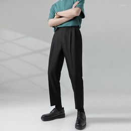 Men's Suits Suit Pants Men Loose Casual Elastic Waist Ankle-length Pant Man Korean Streetwear Fashion Blazer Trousers Male