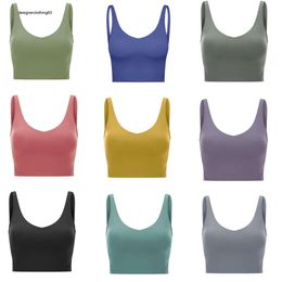2023 Gym Clothes Women Underwears Yoga Bra Tank Tops Light Support Sports Fitness Lingerie Breathable Workout Brassiere U Back Sexy Vest with Removable Cups