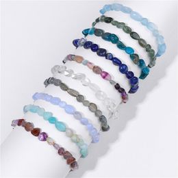 natural irregular Crystal Gravel chip stone Bracelet gemstone beaded amethyst elastic bracelet for women friendship jewelry