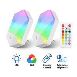 Lamps Shades 1/2 Pcs RGB Night Light 16 Colours LED Remote Control Dimmable Night Lights EU/US/UK Plug For Baby Kids Room Bedroom Wall Lamp 230418