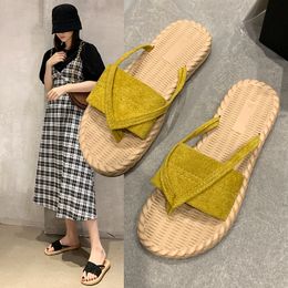 Sandals Vacation Apricot For Women Minimalist Corduroy Toe Post Design Thong Senior designer summer outdoor casual 230630