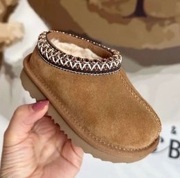 Crianças Criança Tasman Uggskid Chinelos Tazz Botas de Bebê Botas de Pele de Castanha Slides de Pele de Carneiro Shearling Clássico Ultra Menino Meninas Mini Bota Inverno Semente de Mostarda Mules Lã UU1135