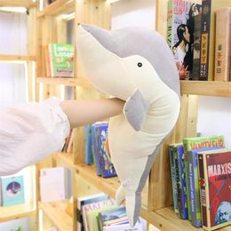 50cm Soft Grey Dolphin Plush Toy Dolls Stuffed Down Cotton Sea Animal Pillow Kawaii Office Nap Pillow Kids Toy Gift for Girls