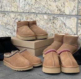 Tasman Slippers Tazz Slides Mustard Seed Sheepskin Shearling Classic Ultra Mini Platform Boot Winter Mules Women Men Slip-on Shoes Suede Upper UGGsity slippers 40ES