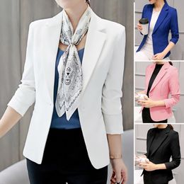 Women's Suits Blazer Solid Color Long Sleeve Turndown Collar Single Bottom Slim Fit Classic Suit Coat Office Ladies Pocket Jacket 230418