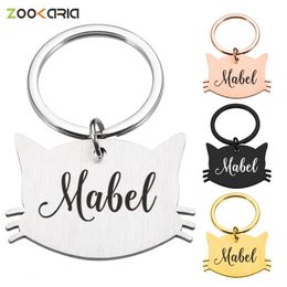 Dog Collars Leashes Personalized Plate Pet Tag Cat Collar Accessory Medal Free Engraving of Name Letters Face Badge 231117