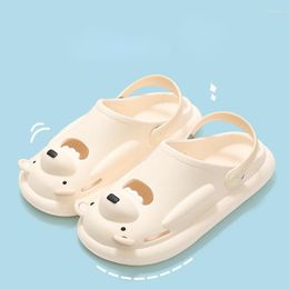 Slippers Summer For Women Non-slip Slides Male Female Flip Flops Platform Cartoon Kawaii Cute Bear Soft Sole Shoe