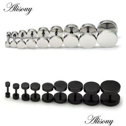 Stud 1Pc Man Women Barbell Punk Gothic Stainless Steel Ear Studs Earrings Drop Delivery Jewellery Earrings Dhgarden Ot5G8